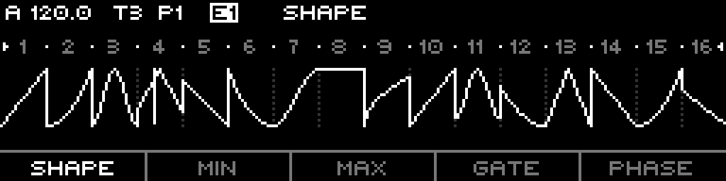 Curve STEPS page in default Shape mode