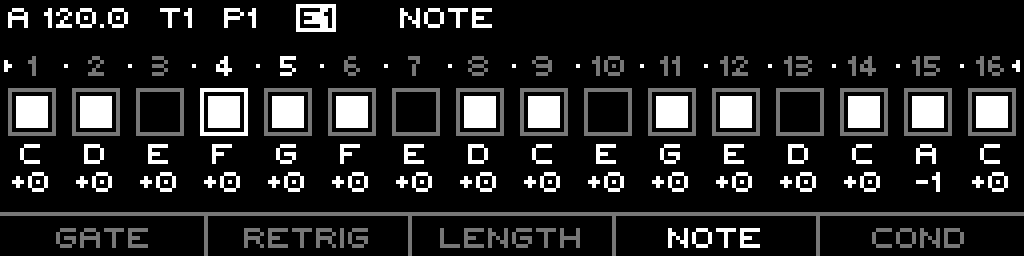 STEPS page on the Note layer